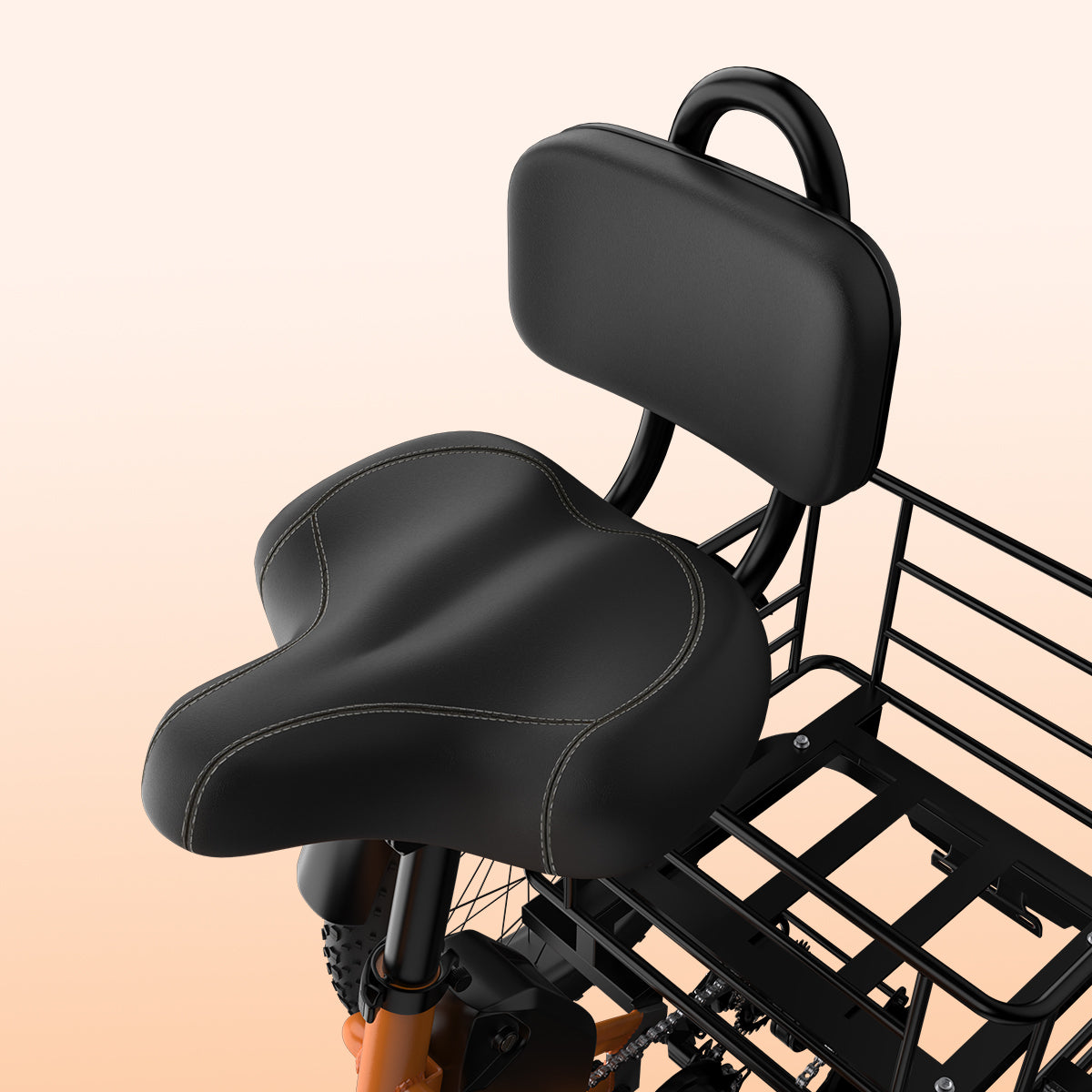 Vadderad ergonomisk sadel med ryggstöd